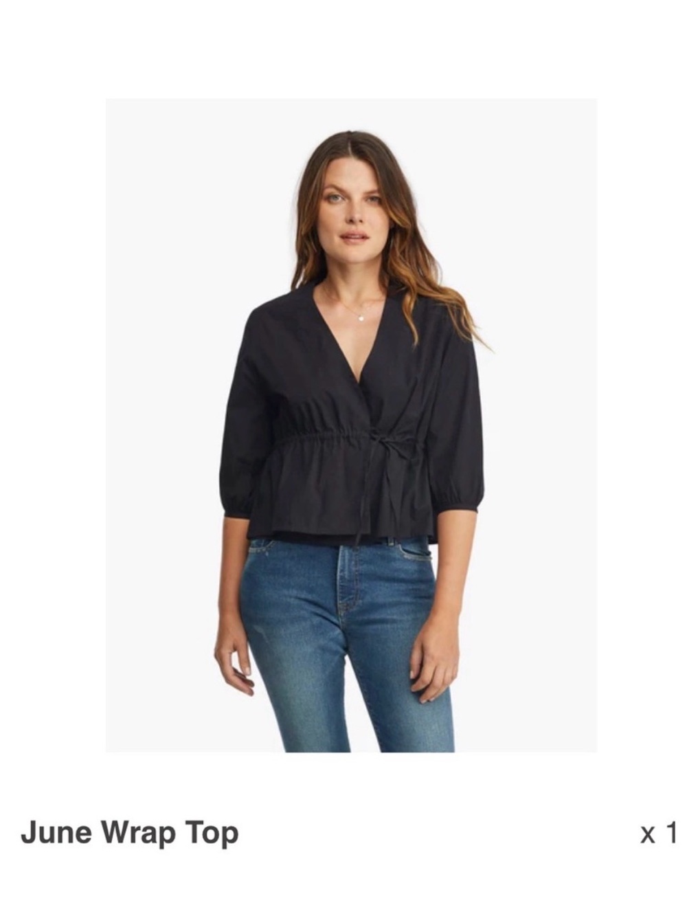 Able Black Cotton Wrap Top